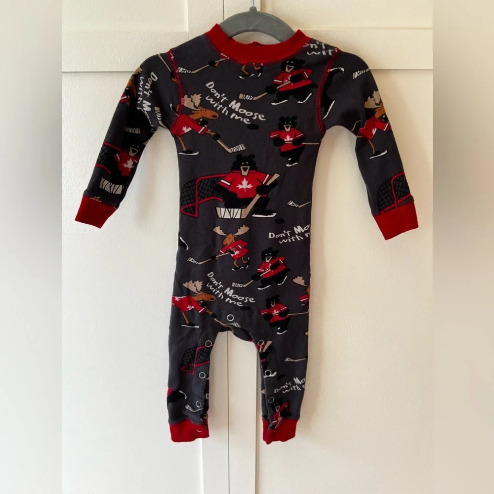Lazy One Baby Don’t‎ Moose With Me One Piece Flapjack Pajamas Size 6 Months